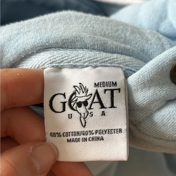 GOAT USA Light Blue Hoodie with Embroidered Design - Picture 5 of 5